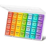 XL Pill Boxes 7 Day 4 Times a Day, Weekly Pill Box Organiser Large Daily Dossett Pill Box 7 Day 28 Compartments, 7day Medication Organiser Big Travel Tablet Organiser for Vitamin (White)