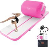 VEVOR Inflatable Gymnastics Air Mat Set, 2 PCS Tumbling Mat, Tumble Track with Electric Pump, Air Roller Barrel Gymnastics Equipment, Training Mats for Home Use/Gym/Yoga/Cheerleading/Beach/Park/Water