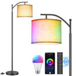 OUTON Arc Floor Lamp, Smart RGB Floor Lamp Works with Alexa, Google Home, Modern Dimmable Standing Lamp,16 Million DIY Colors, 1H Timer and Memory Function, Tall Lamp for Living Room Bedroom Gaming