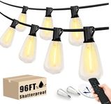 DAYBETTER 96FT String Lights Outdoor 24V Low Voltage Led Patio Lights with 40 Shatterproof ST38 Edison Bulbs Dimmable Remote String Lights for Outside，Garden, Porch, Backyard, Halloween