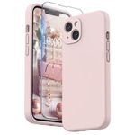 SURPHY Silicone Case Compatible with iPhone 13 Case 6.1 inch (2021), with Camera Protection Liquid Silicone Soft Gel Rubber Phone Case Cover with Microfiber Lining (Pink)