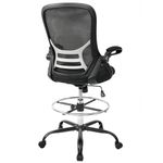 High-Back Mesh Ergonomic Drafting Chair Tall Office Chair Standing Desk Stool with Adjustable Foot Ring and Flip-Up Arms (Black)