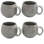 Cooks Professional Set of 4 Mugs | 490ml Stoneware Coffee Mugs | Extra Large Ceramic Mugs for Hot Drinks | Microwave & Dishwasher Safe | Nordic Grey