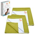 Tidy Sleep Instadry Anti-Piling Fleece Extra Absorbent Quick Dry Sheet for New Born Babies, Cotton Bed Protector Mattress Pack of 2 Olive Small (70x50) cm