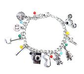 Beaux Bijoux Silver Tone Stranger Things Charm Bracelet with Eleven, Christmas Tree, Axe, Upside Down Symbols - Stranger Things Jewellery in Gift Box