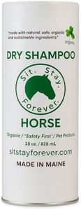 Sit. Stay. Forever. Horse Dry Powder Shampoo for Waterless Grooming and Coat Care and Defense, Organic, Non-Toxic, Talc-Free Formula, Essential Cold Weather Horse Grooming & Bathing Supplies, 28oz