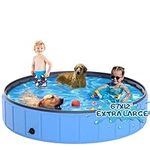 Dog Pool 67"x12", TOSKIESGO Extra Large Foldable Plastic Pool for Large Dogs, 0.55mm Durable and Collapsible Pet Bathing Tub Portable Outside Swimming Pool for Kiddie and Dogs