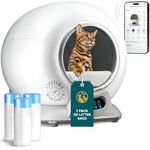 Self Cleaning Litter Box, Automatic Cat Litter Box Self Cleaning for Multiple Cats, Robot Automatic Litter Box Scoop Free Covered Ultra Cleaning -Odor Removal -APP Control Litter Box (Pack of 3 Bags)