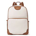 CLUCI Womens Laptop Backpack Leather 15.6 Inch Computer Backpack Large Travel Daypack Business Vintage College Bag, 0 Off-white With Brown