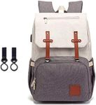 Diaper Bag Backpack, Mastery Baby Maternity Nappy Changing Bags Multifunction Waterproof Travel Back Pack with Stroller Straps, Unisex and Stylish (Grey & White)