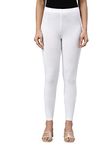 GO COLORS Womens Slim Fit Cotton Ankle Length Leggings (White_M)