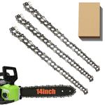 3 Pack Chainsaw Chain for 14 Inch (35cm) Bar, 3/8" LP 52 Drive Links .043" Gauge, Replacement Chain fits for Makita DUC353, Bosch AKE35-19S, Einhell, Husqvarna, Oregon and More