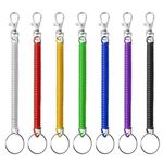 Deolven Spiral Keyring,7 Pack Stretchy Keychain Coloured Spring Key Rings Retractable Key Chain for Keys Torch Pliers School Work Plastic 7 Colours