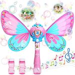 Bubble Machine for Kids | Butterfly Bubbles Wand Blower for Toddlers 1000+ Bubbles per Minute | Outdoor Indoor Bubbles Blowing Toys Birthday Gift for Girls Bubble Solution Included