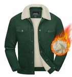 MAGNIVIT Men's Corduroy Coat Trucker Sherpa Coat Field Work Jacket Winter Jacket with Pockets Green 2XL