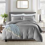 Home Beyond & HB design - 3 Piece Duvet Cover Set, 1 Duvet Cover with Zipper Closure Corner Ties Plus 2 Pillow Shams, Ultra Soft Lightweight Brushed Microfiber - Queen or Full or Double Size, Drak Grey