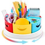 MeCids Rotating Desk Organizer Pencil Holder Art Supply Organizer Storage Caddy for Kids, Lazy Susan Home Office School Classroom Craft Supplies Desktop Organization, 10 Inch