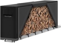 Mars Explo 12ft Firewood Log Rack with Cover Outdoor, Heavy Duty Indoor Outdoor Firewood Storage Log Rack with Cover Combo Set Black