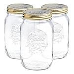 Bormioli Rocco Quattro Stagioni Mason Jars - Traditional Kitchen Food Canister with Screw Top Lid - 1.5 Litre - Pack of 3