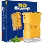 1000X Handheld Microscope for Kids, Temodu Portable Digital Miniscope 2.0" Screen Educational Microscope Science Kits, Used as a Birthday, Ages 3+ (382-Yellow)