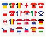 AK Giftshop Football Euro Toppers Decorations 24 National Team Shirts Food Picks Flags (24 Pack)