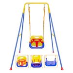 FCOUMY 3 in 1 Toddler Swing Set Folding Baby Swing for Garden Outdoor Indoor Heavy-Duty Kids Swing with Baby Seat for Baby/Children's Gift