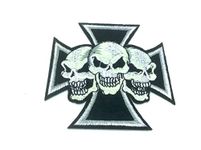 Skeleton Maltese Cross Iron On Sew On Embroidered Biker Patch