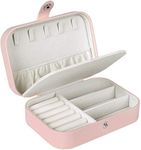 ALINK Travel Jewelry Case,Small Jewelry Box,Portable Travel Jewellery Box Trays Organizer Display Storage Case for Rings and Earrings (Pink)