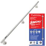 Simon's Flexy 304 Stainless Steel Grab bar for Bathroom and Toilet Safety Handle of Elderly People - 100 cm with 3 Legs of 4.5 cm