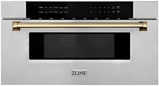 ZLINE Autograph Edition 30" 1.2 cu. ft. Built-In Microwave Drawer in Stainless Steel with Champagne Bronze Accents