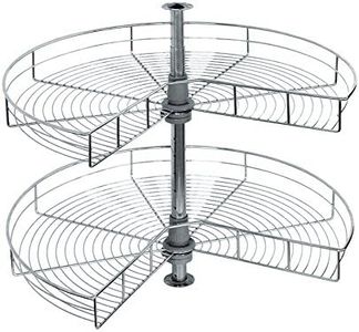 Qline 2 Shelf kidney Chrome Lazy Susan 28" Pie Cut