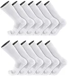 TCK 12 Pairs Work & Athletic Crew Socks (12 Pairs-White, Medium)