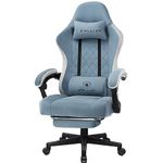 GTPLAYER Fabric Gaming Chair with Footrest, Ergonomic Computer Desk Chair with Pocket Spring Cushion Home Office High Back Support Lumbar Support Heavy Duty Wide