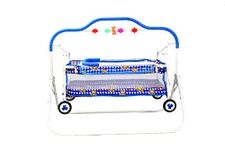 BABYBLESSING Baby Cradle with Swing and Mosquito Net | with 4 Wheels | Foldable & Movable | Sturdy and Safe | Durable | Jhulla | Palna | with Hanging Hammock | 0-15 Months | Blue