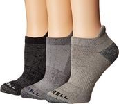 Merrell Men's and Women's Wool Everyday Hiking Socks - 3 Pair Pack - Cushion Arch Support & Moisture Wicking, Charcoal Heather, Small-Medium