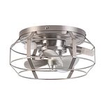 Parrot Uncle Ceiling Fans with Lights and Remote Low Profile Ceiling Fan with Light Small Caged Ceiling Fan for Bedroom Bathroom, 12 Inch, Brushed Nickel