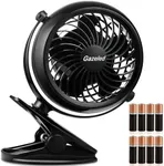 Gazeled Battery Operated Fans, Stroller Fan Battery Operated, Portable Battery Powered Fan with Clip, 5 Inch Cordless Fan for Camping, Mini Quiet Personal Fan for Bed, Car, 8 Free AA Batteries