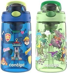 Contigo Aubrey Paw Patrol Leak-Proof Spill-Proof, 2-Pack Water Bottle with Autospout, 14oz, Power Pups and Dino Treks, Green and Blue