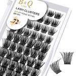 Cluster Lashes D Curl 16mm 72 Clusters B&Q Lash Clusters Individual Lashes Volume Eyelash Clusters DIY Lash Extensions Soft Wispy Cluster Eyelash Extensions DIY at Home (B19,D-16mm)