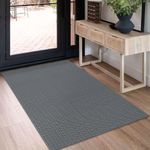 KOZYFLY Washable Entryway Rug 3x5 Ft Area Rugs Cotton Rubber Backed Throw Rugs Indoor Door Mat Kitchen Rugs Braided Floor Carpet for Front Entrance Bathroom Kitchen Living Room, Grey