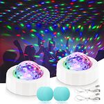 URAQT Disco Lights for Parties, 2 Pcs Multi Colour Mini Disco Ball Light, Portable LED Home Party Lights Sound Activated DJ Lights, USB Rechargeable Disco Ball Stage Light for Kids, Car, Christmas