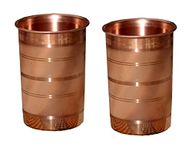 COPPER COUNTER Copper Drinking Serving Water Glasses Serveware Glass Tumbler (Copper Glass-2)