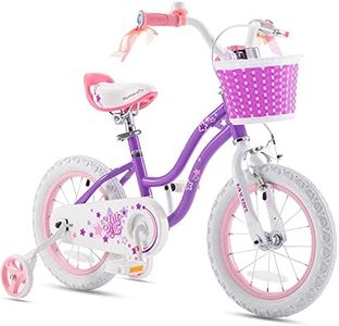 RoyalBaby Stargirl 16 Inch Kids Outdoor Bicycle with Kickstand, Accessory Basket, Bell, and Safety Training Wheels for Ages 4-7, Purple