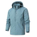 AEGJEGVD Waterproof Jackets Men Clearance Solid Full Zip Long Sleeve Detachable Hatwater Hooded Coats Outdoor Sunscreen Windproof Softshell Jackets Fall Winter Comforty Warm Oversized Coats L-5XL