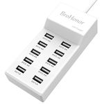 BroHonor USB Charger Station 10 Port, Desktop Multi Port USB Charger Hub,with Rapid Charging Auto Detect Technology Safety Guaranteed Compatible with iPhone, iPad, Tablet & Multiple Device