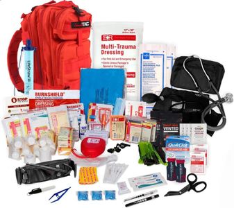 MediTac Rucksack Assault Trauma Tactical Kit Feat. SOF Tourniquet, Chest Seals, Clotting Gauze – Red