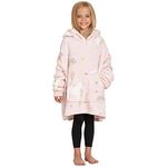 Dreamscene Unicorn Hoodie Blanket Oversized Kids Ultra Plush Soft Sherpa - Blush, One Size, Pink