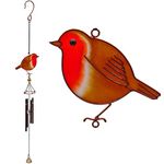 Multicolor Metal Robin Windchime - 51cm x 8cm (1 Pc.) - Eye-catching & Unique Dsign, Melodious Home Decor - Perfect Garden Addition & Revitalizing Gift Idea