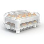 Deviled Egg Carrier, Fashionable Egg Holder Carries 24 Standard-Size Deviled Eggs, Durable Egg Traveler Two Tier Stand and Reusable Egg Box (White)