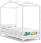 Delta Children Poppy House Wood Twin Bed, Platform Bed - No Box Spring Needed, Bianca White